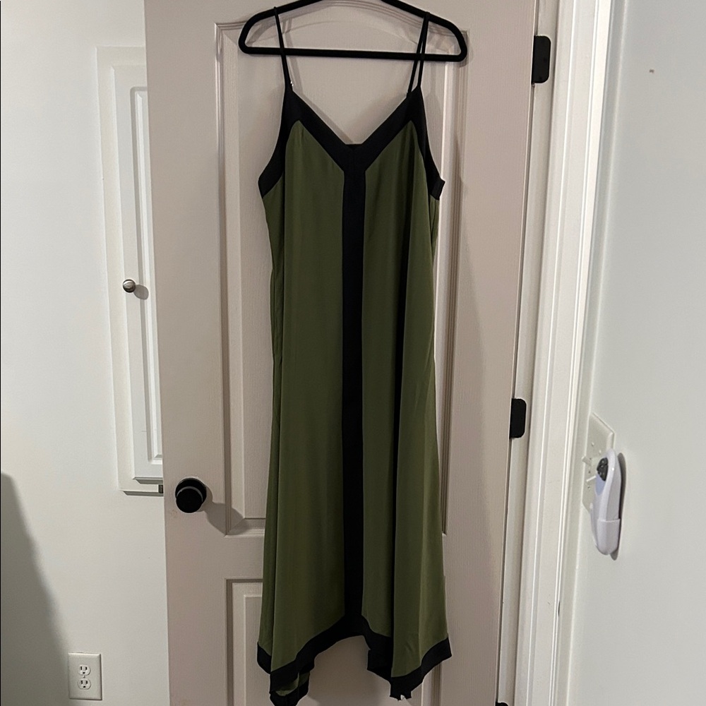 Elegant Olive Green and Black Dress